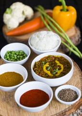Indian Food Laid Out Together South India Tropical Eating Menu Cuisine Table Top