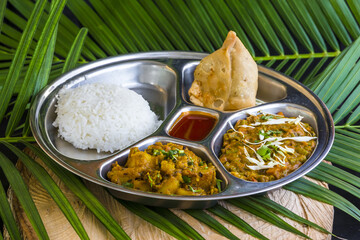 Indian Food Laid Out Together South India Tropical Eating Menu Cuisine Table Top