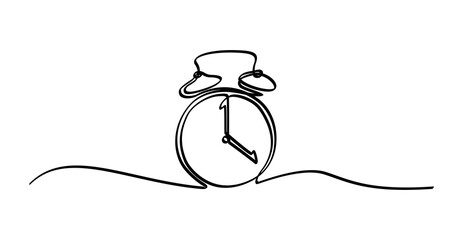 Alarm clock. Continuous line drawing. vector illustration