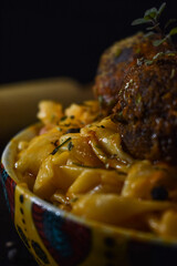 red sauce nodles and soy meatball