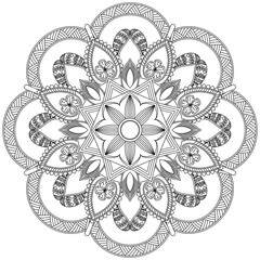 Leaf Flower Petal Coloring Mandala Art Simple Graphic Shape Vector Floral Oriental Outline Vintage Decorative Elements Pattern Illustration Islam Arabic Indian Turkish Mystic Religion Morals Lotus