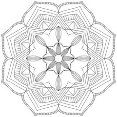 Leaf Flower Petal Coloring Mandala Art Simple Graphic Shape Vector Floral Oriental Outline Vintage Decorative Elements Pattern Illustration Islam Arabic Indian Turkish Mystic Religion Morals Lotus