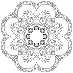 Leaf Flower Petal Coloring Mandala Art Simple Graphic Shape Vector Floral Oriental Outline Vintage Decorative Elements Pattern Illustration Islam Arabic Indian Turkish Mystic Religion Morals Lotus