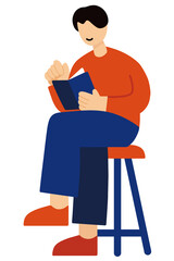 足を組み本を読む男性