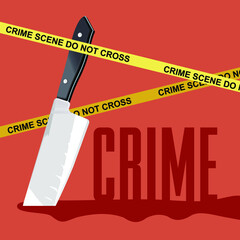 Bloody knife. Crime scene. Vector flat cartoon illustration