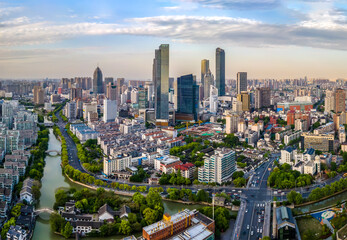 Obraz premium Aerial photography of Wuxi city architecture landscape in China