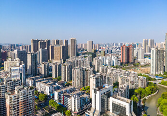 Fototapeta na wymiar Aerial photography of Wuxi city architecture landscape in China