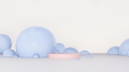 3D render abstract aesthetic podium scene for product display advertisement. Light pastel color graphic resources.