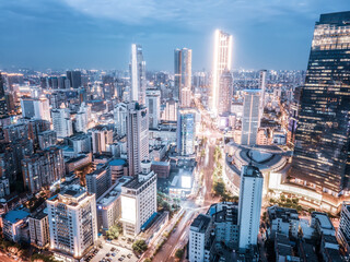 Obraz premium Aerial photography China Yancheng city architectural landscape night view