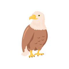 Cartoon eagle isolated element. Wild bird, vector illustration, sticker, print.
