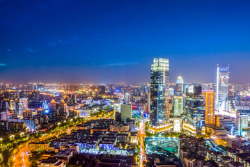 Fototapeta na wymiar Aerial photography China Yancheng city architectural landscape night view
