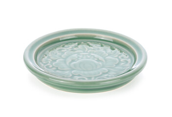 green plate ceramic isolated on white