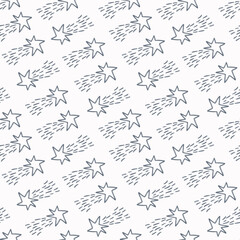 Seamless pattern with watercolor grey comets. Texture for wallpaper, fabric, wrapping paper.
