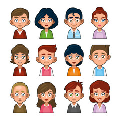 Cute Young Peoples Avatar Character. Cartoon Style Userpic Icon. Vector