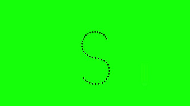 Tutorial for writing English alphabet. Trace the letter s with a pencil. Animated letters sample for children sequential writing of the letter s