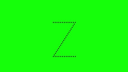Tutorial for writing English alphabet. Trace the letter z with a pencil isolated on green screen. Animated letters sample for children sequential writing of the letter z