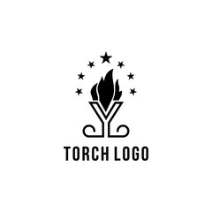 letter y torch flame logo vector