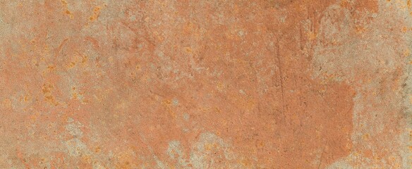 Panorama of Old cement wall painted brown, peeling paint texture and background