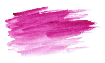 Violet watercolor brush strokes hand drawn on white background. 