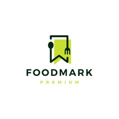 Fototapeta premium food spoon fork bookmark restaurant logo vector icon illustration