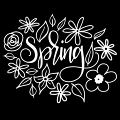 spring on black background inspirational quotes,lettering design