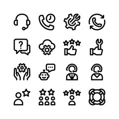 Simple Set of Help and Support Related Vector Line Icons. Contains Icons as Headset, Call Waiting, Cloud Configuration and more.