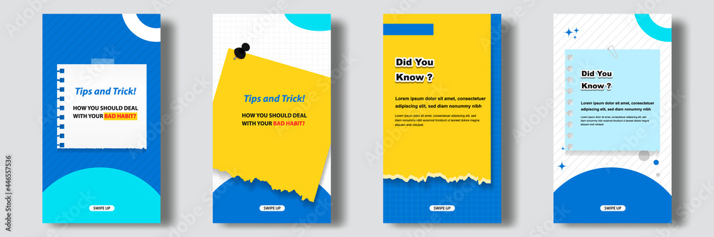 Wall mural social media tutorial, tips, trick, did you know post feed stories banner layout template with stick
