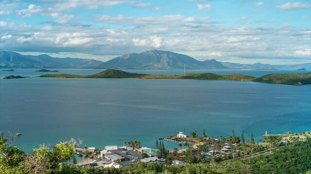 Mont Dore mountain, time lapse view from Ouen Toro hill, Noum&eacute;a  New Caledonia