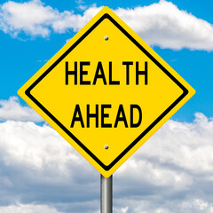 Rendering of a yellow highway sign