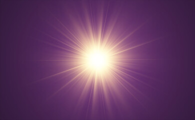 Obraz premium Special lens flash, light effect. The flash flashes rays and searchlight. illust.White glowing light. Beautiful star Light from the rays. The sun is backlit. Bright beautiful star. Sunlight. Glare. 