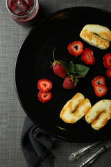 cheese with strawberries. High quality photo