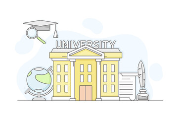 Municipal or City Services for Citizen with University Department Vector Illustration