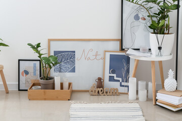 Interior of stylish room with pictures