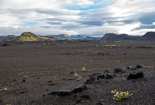 Dark Lava Desert - Great Vastness In Iceland Highlands