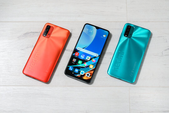 Smartphone Xiaomi Redmi 9T in Russia, Moscow, April 9, 2021.