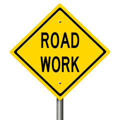 Rendering of a yellow highway sign