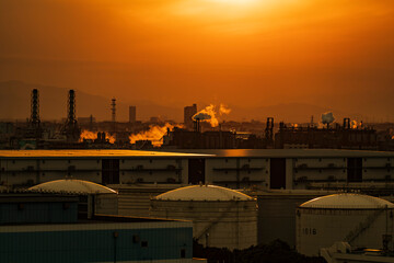 神奈川県・川崎の工業地帯と夕景
【Industrial area and evening view of Kawasaki,kanagawa】