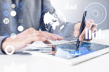 Businessman analyzing financial data concept