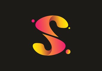 Obraz premium Pink yellow gradient color of S initial letter