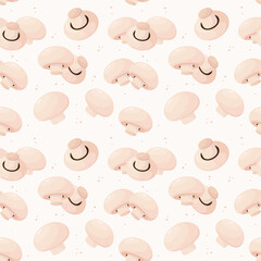 Seamless pattern with champignons. Mushrooms.