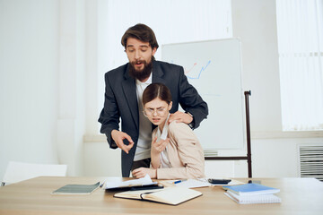 business man harassing secretary at work harassment office
