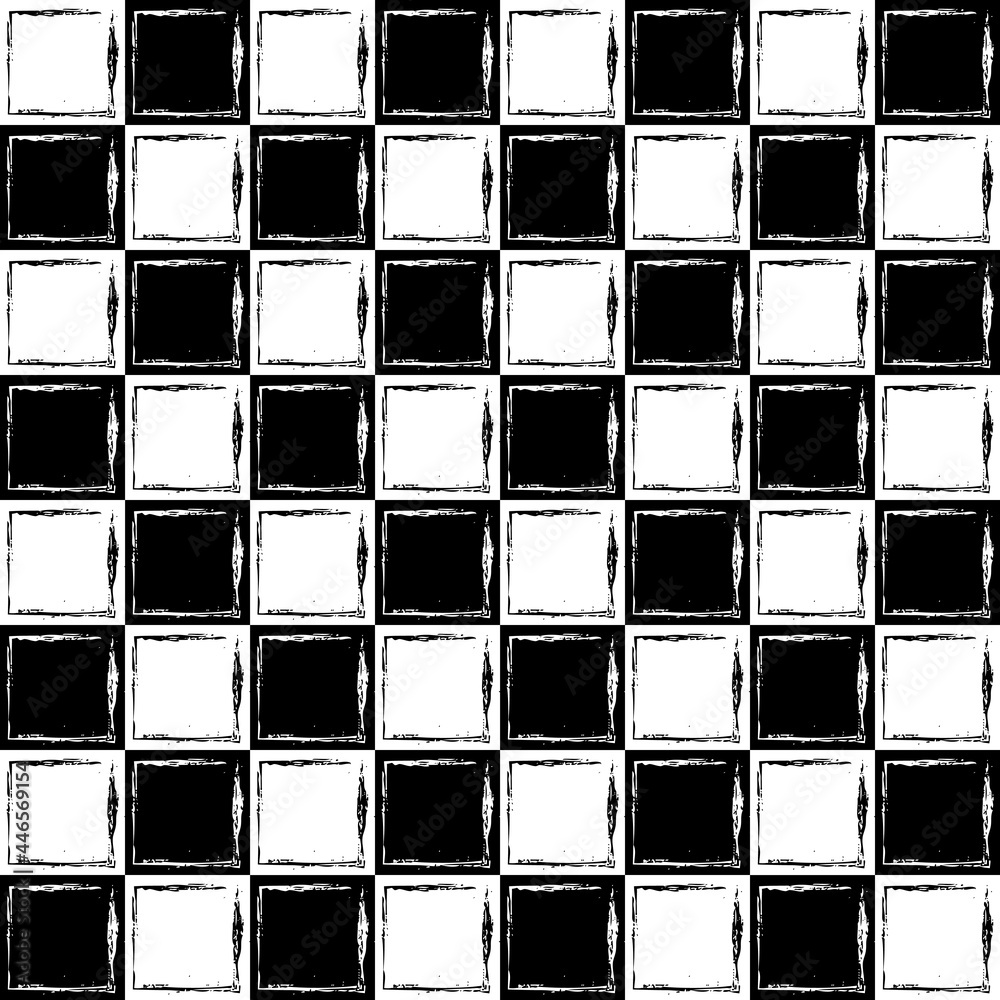 Poster Chessboard with frames inside. Vector checker board seamless pattern. 8x8 chess board and frame in each cell.