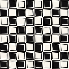 Curved shapes inside checkerboard cells. Vector seamless checker board.