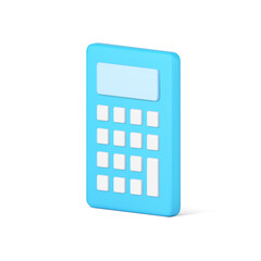 Calculator 3d icon. Electronic blue gadget with white buttons