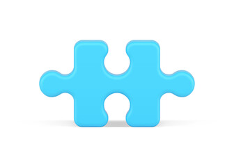 Blue puzzle 3d icon. Volumetric element diagram with creative solution