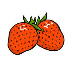 Appetizing strawberry on a white background. Sweet berry. Summer dessert with vitamins. Vector outline isolated illustration