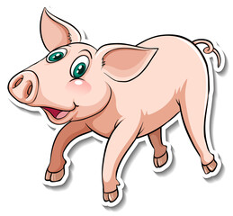A cute pig cartoon animal sticker