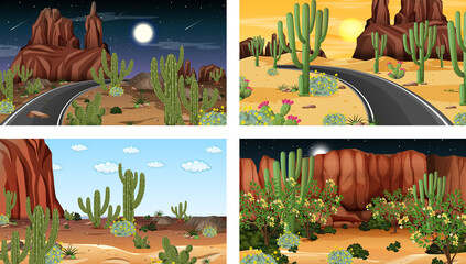 Different scenes with desert forest landscape