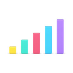 Chart bars 3d icon. Colored statistic columns for informational presentation