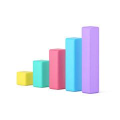 Statistic chart bars 3d icon. Volumetric colored columns for informational presentation